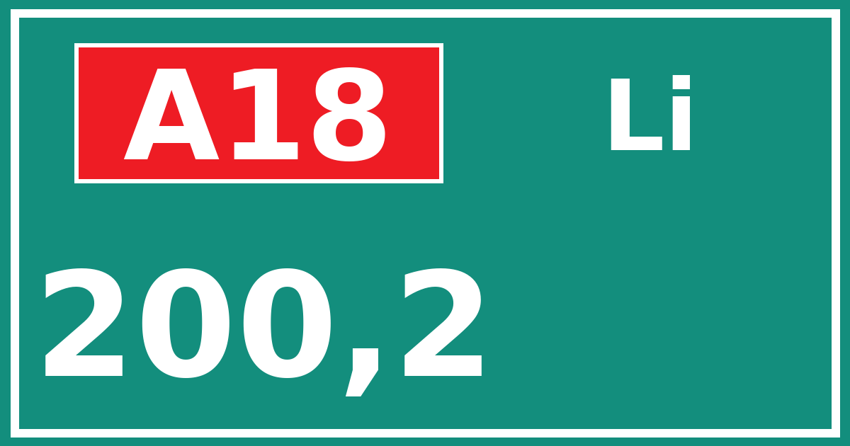 Hectometerbord A18 200,2 zijde Li