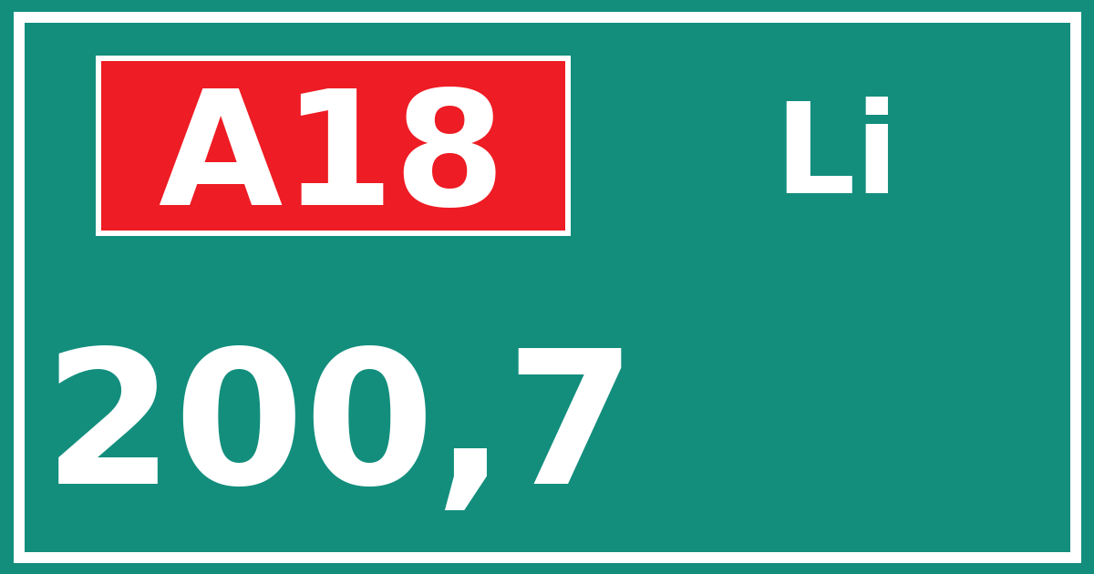 Hectometerbord A18 200,7 zijde Li