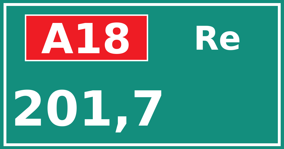 Hectometerbord A18 201,7 zijde Re