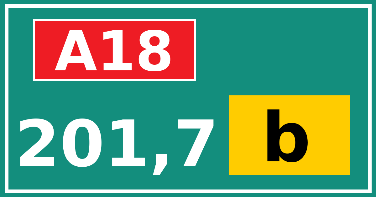 Hectometerbord A18 201,7 letter b