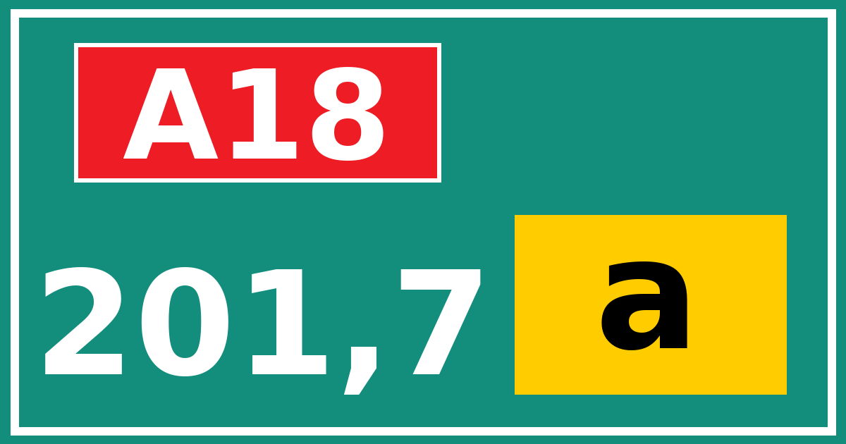 Hectometerbord A18 201,7 letter a