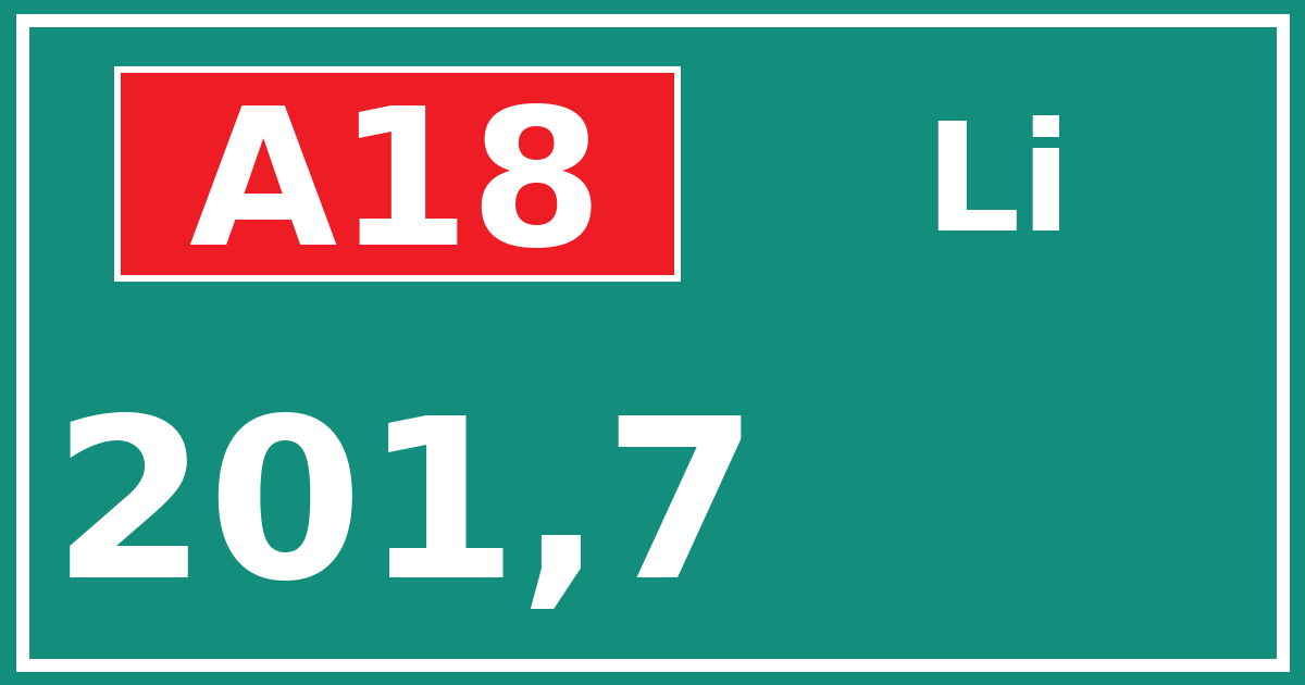 Hectometerbord A18 201,7 zijde Li