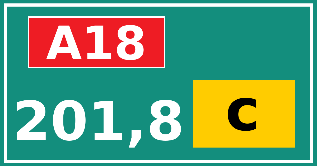 Hectometerbord A18 201,8 letter c
