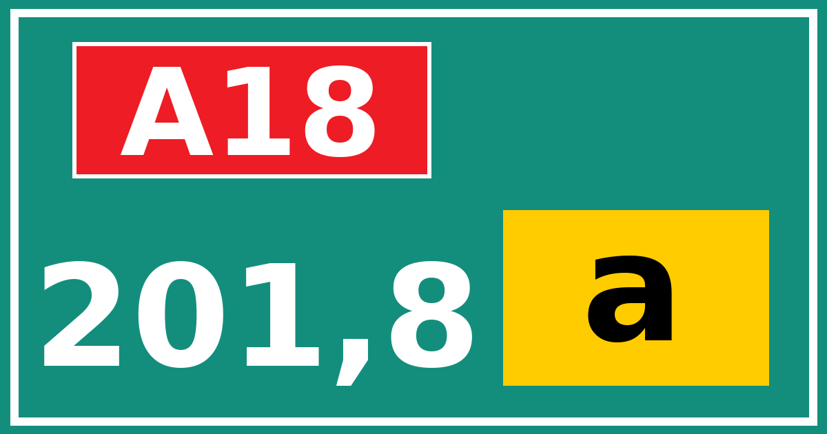 Hectometerbord A18 201,8 letter a