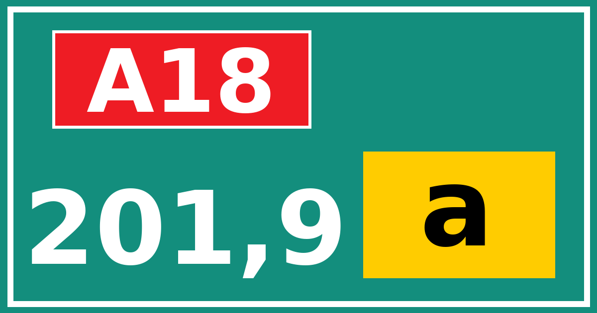 Hectometerbord A18 201,9 letter a