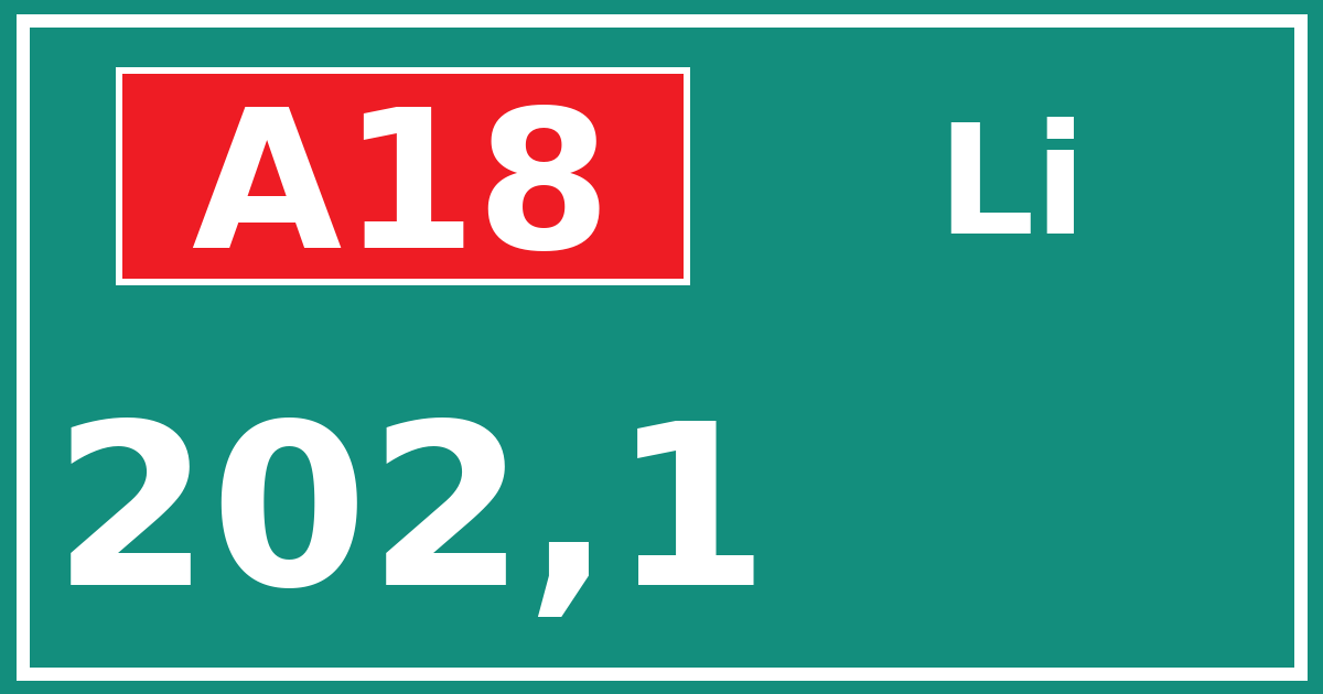 Hectometerbord A18 202,1 zijde Li