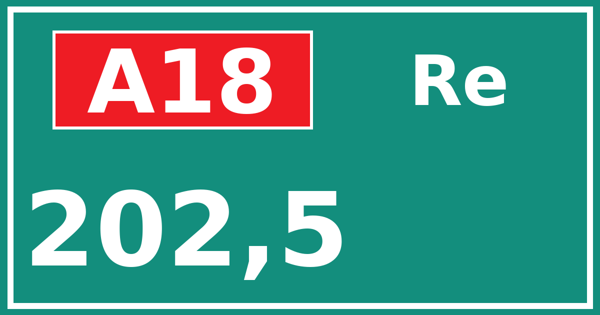 Hectometerbord A18 202,5 zijde Re
