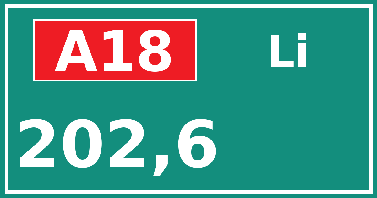 Hectometerbord A18 202,6 zijde Li