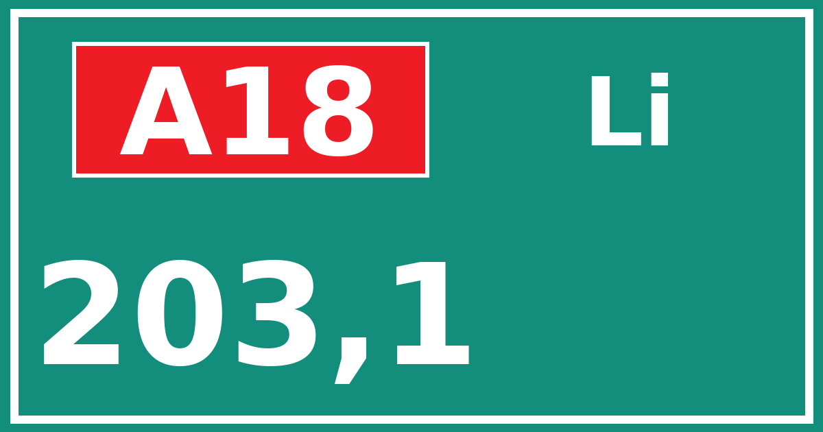 Hectometerbord A18 203,1 zijde Li