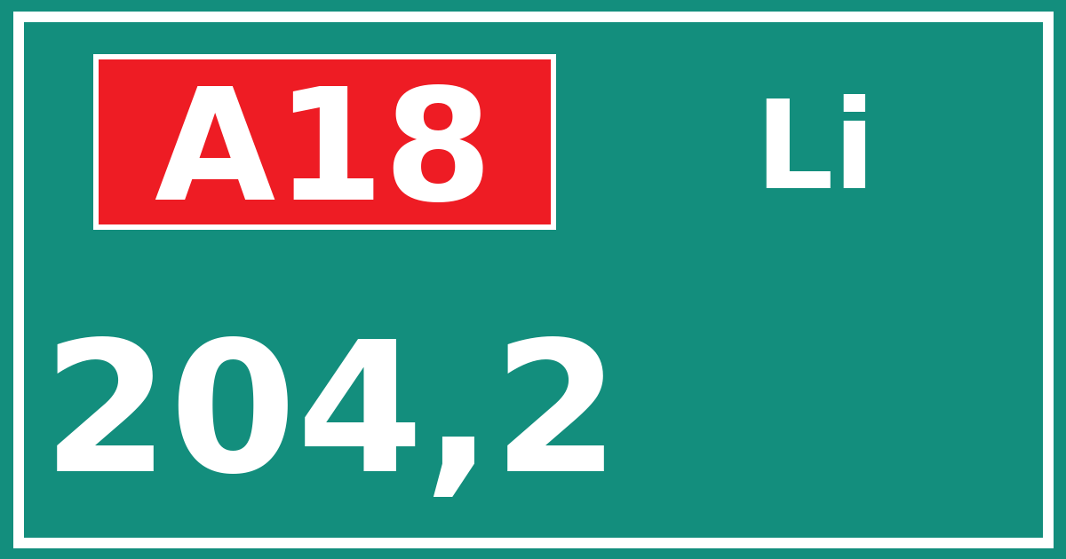 Hectometerbord A18 204,2 zijde Li