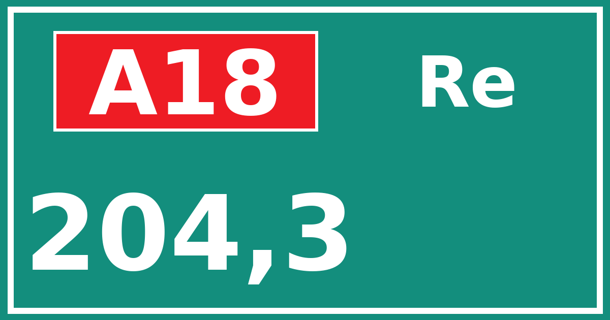 Hectometerbord A18 204,3 zijde Re