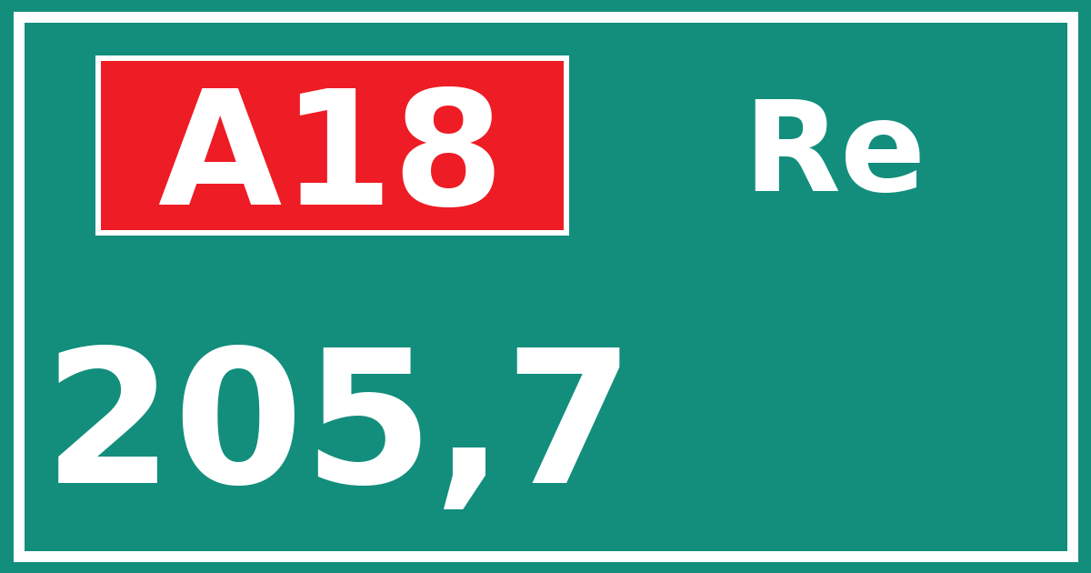 Hectometerbord A18 205,7 zijde Re