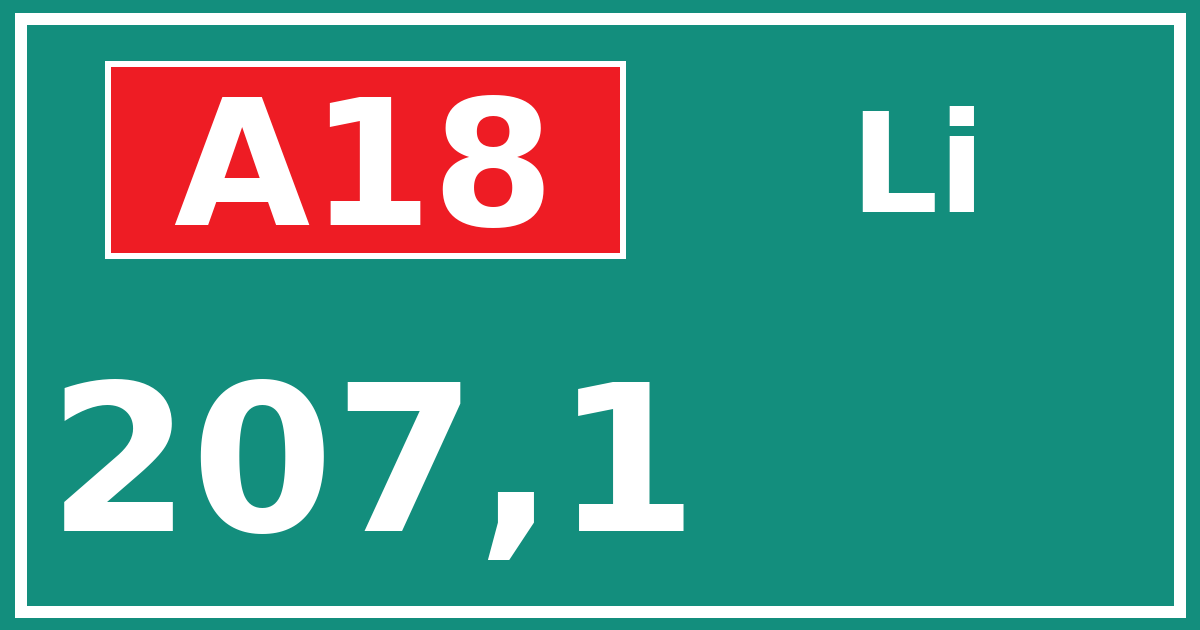 Hectometerbord A18 207,1 zijde Li