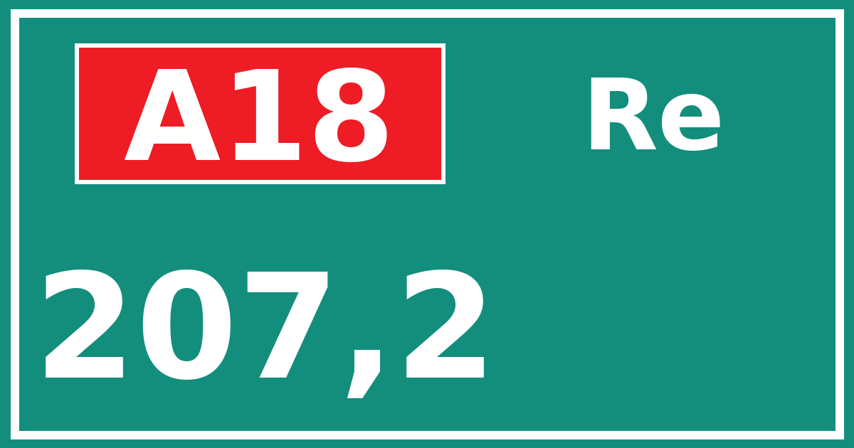 Hectometerbord A18 207,2 zijde Re