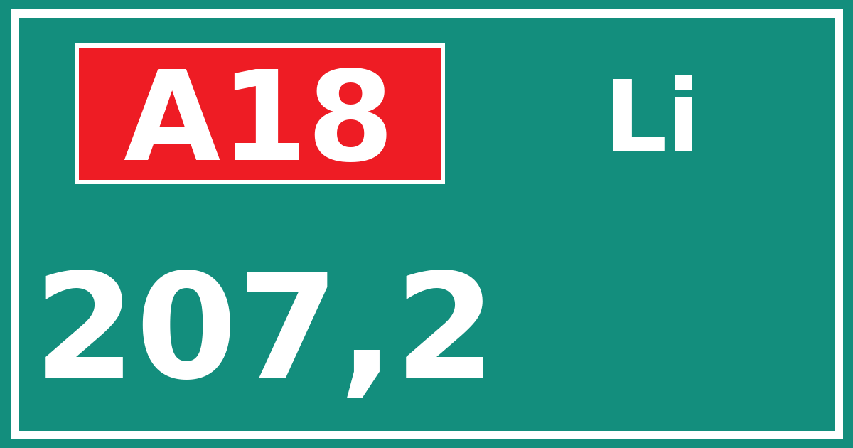 Hectometerbord A18 207,2 zijde Li