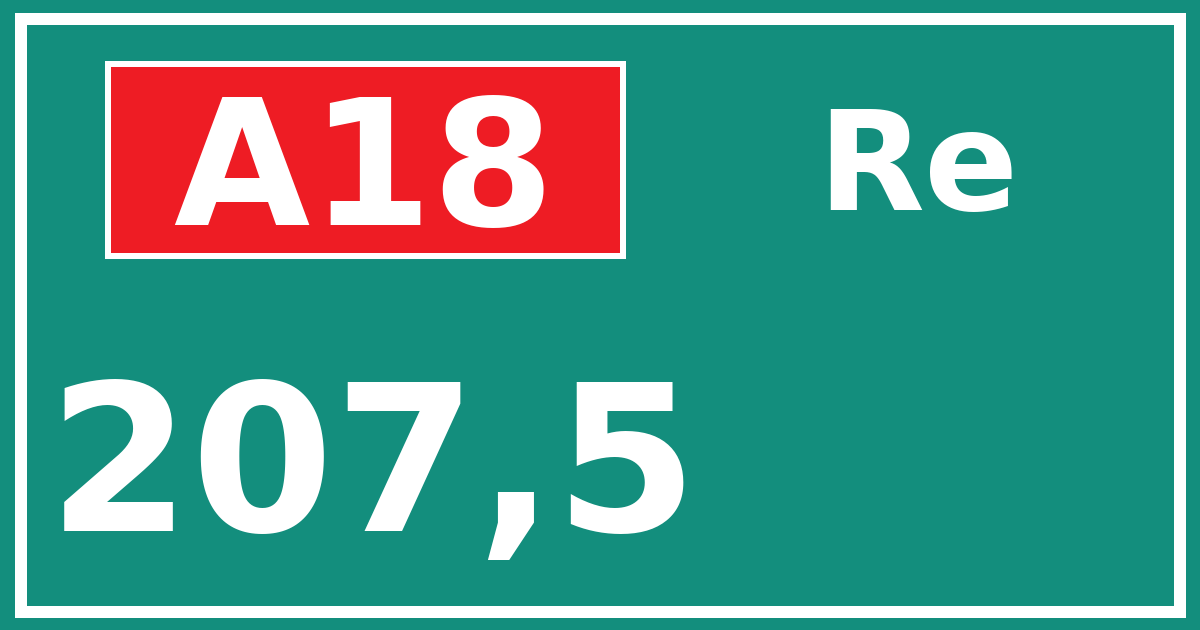 Hectometerbord A18 207,5 zijde Re