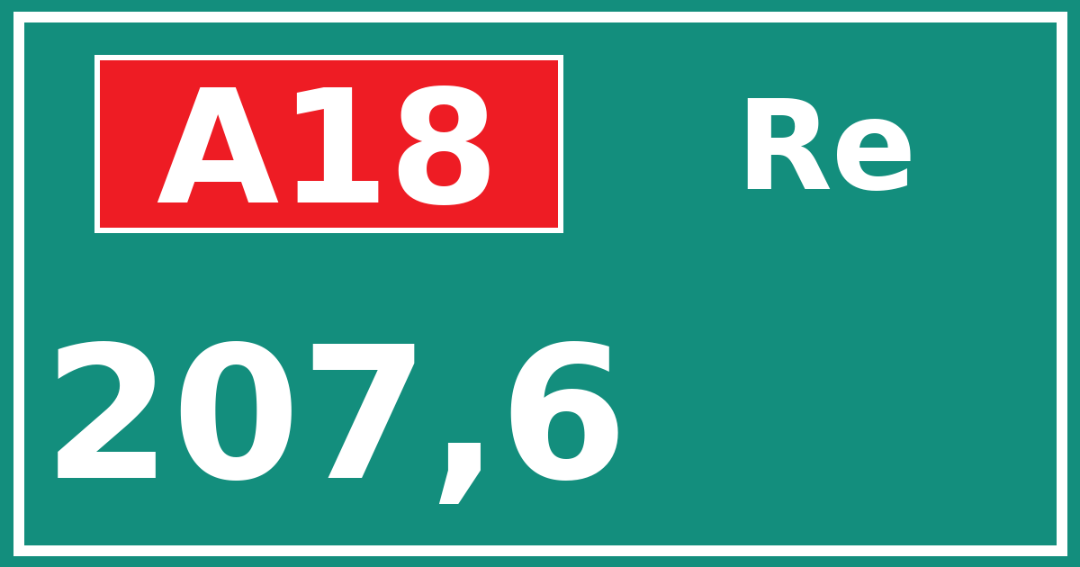 Hectometerbord A18 207,6 zijde Re