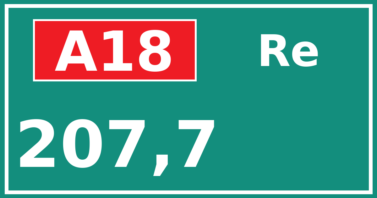 Hectometerbord A18 207,7 zijde Re