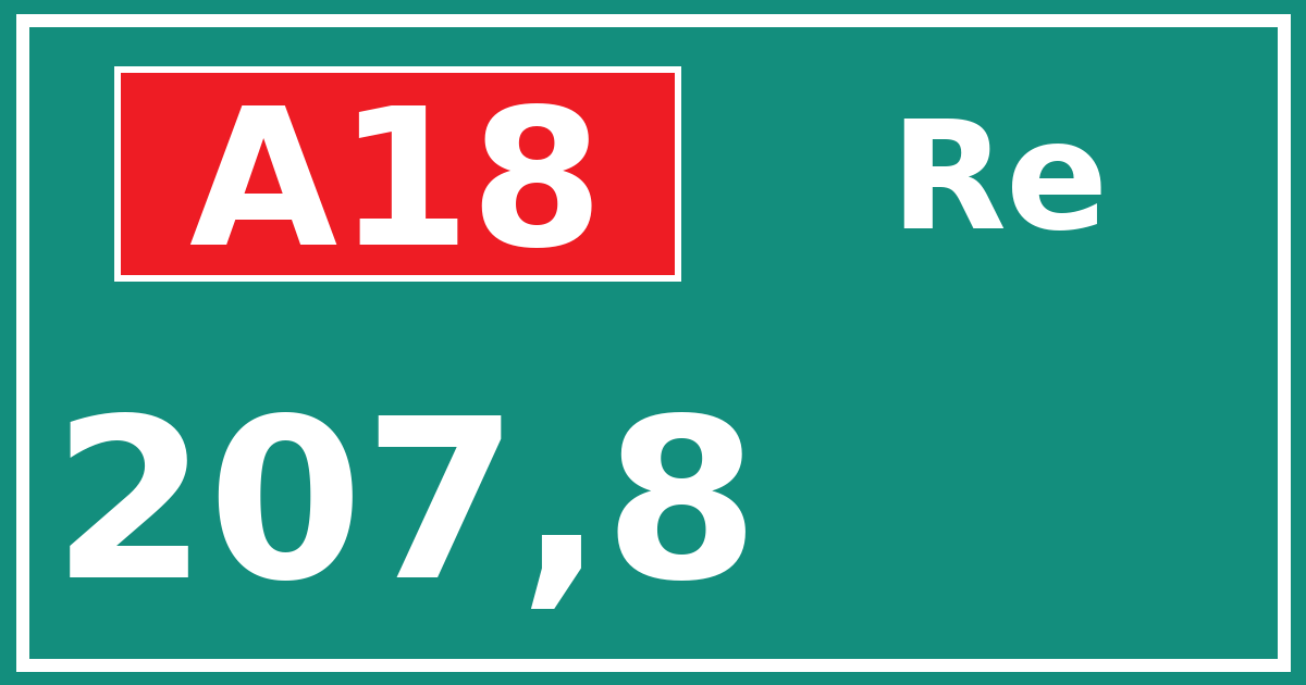 Hectometerbord A18 207,8 zijde Re