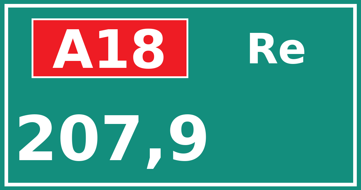 Hectometerbord A18 207,9 zijde Re