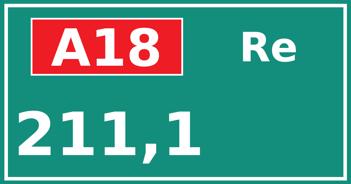 Hectometerbord A18 211,1 zijde Re