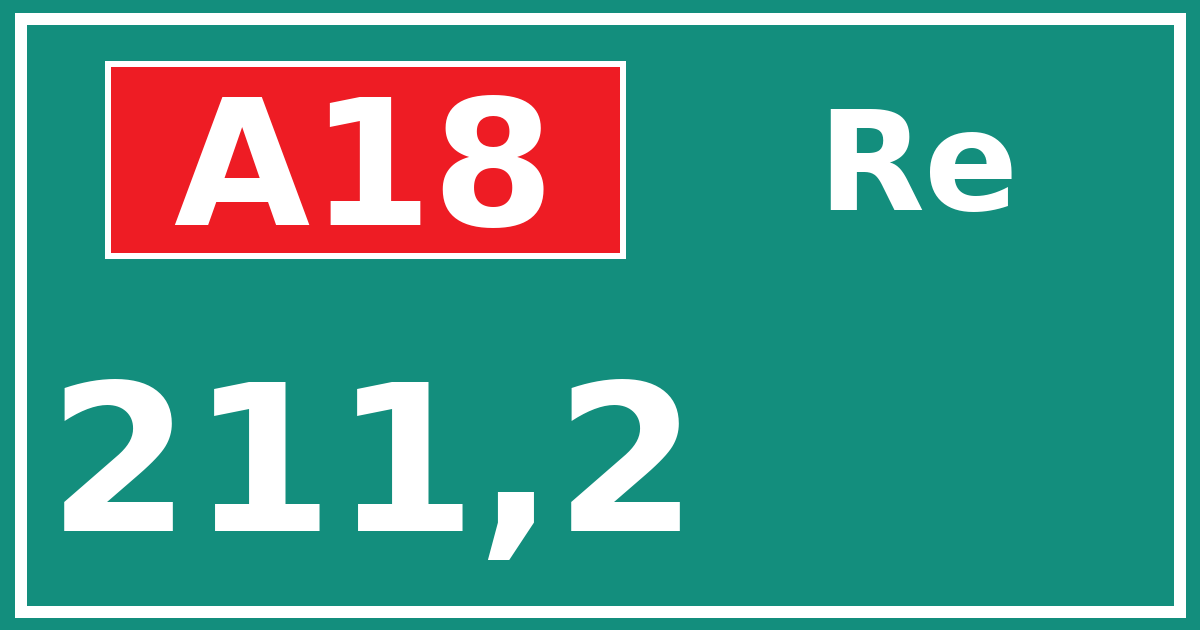 Hectometerbord A18 211,2 zijde Re
