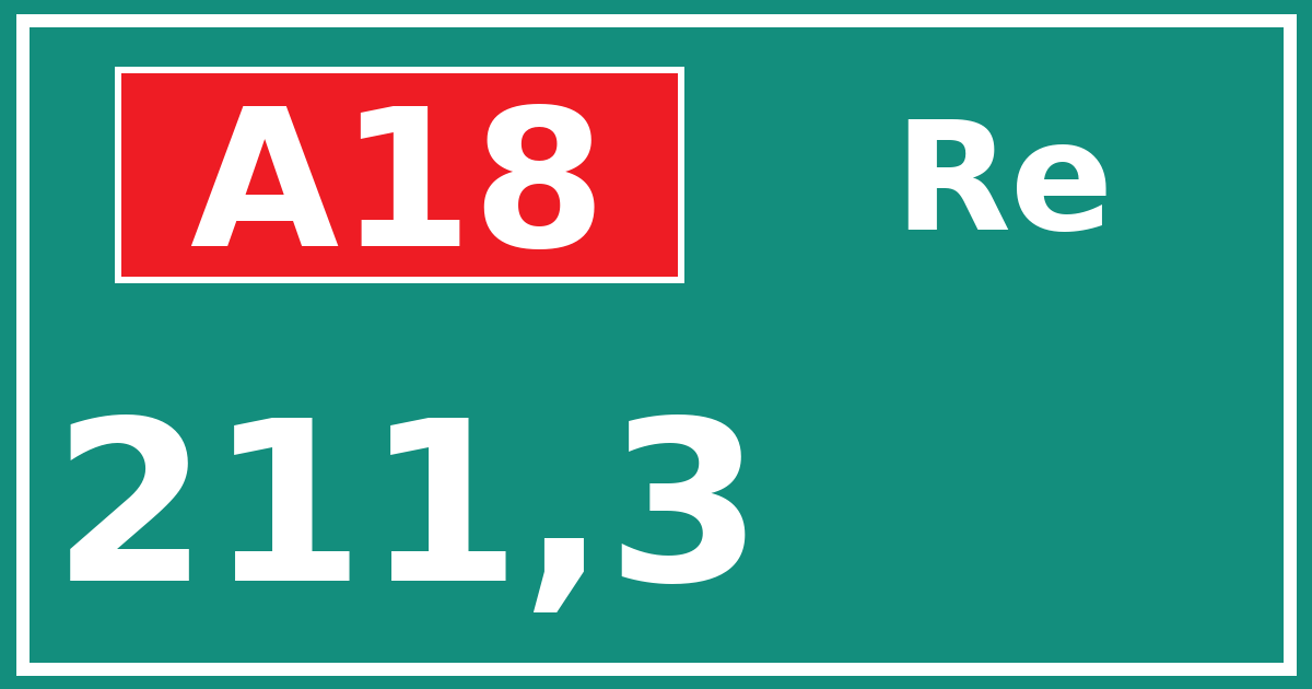 Hectometerbord A18 211,3 zijde Re