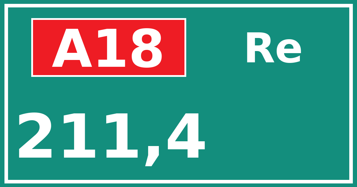 Hectometerbord A18 211,4 zijde Re