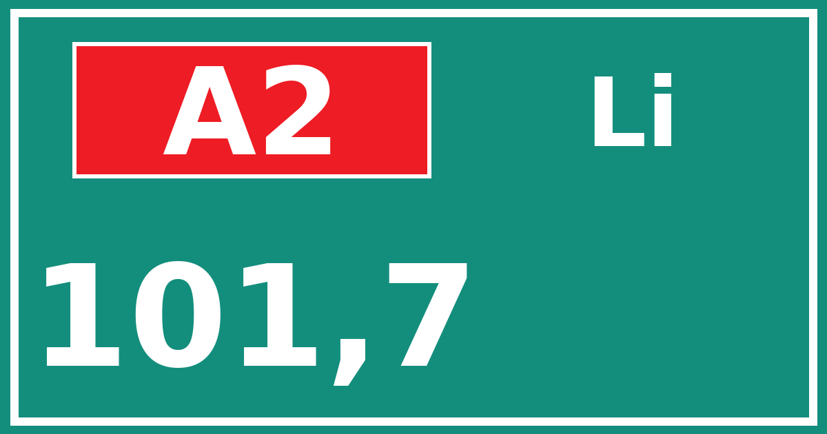 Hectometerbord A2 101,7 zijde Li