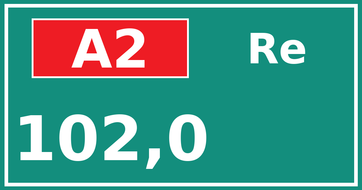 Hectometerbord A2 102,0 zijde Re