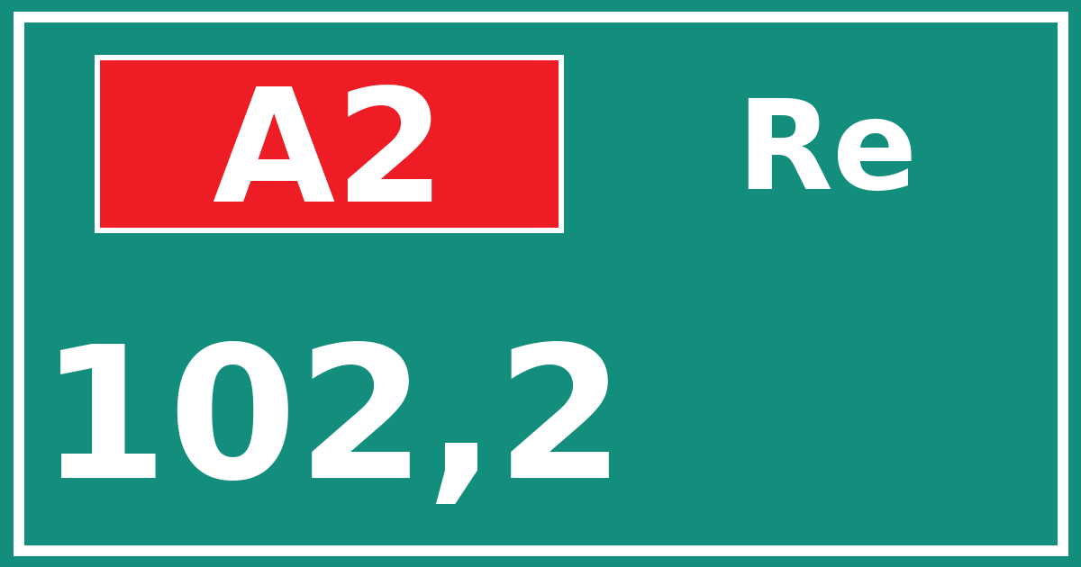 Hectometerbord A2 102,2 zijde Re