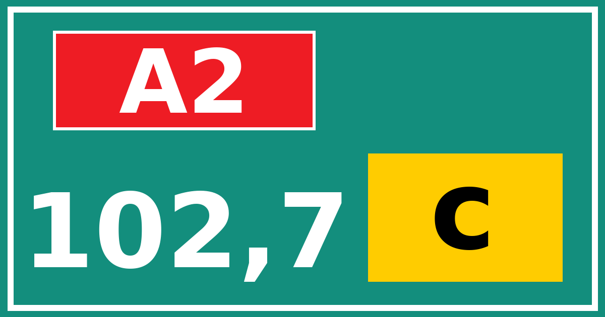 Hectometerbord A2 102,7 letter c