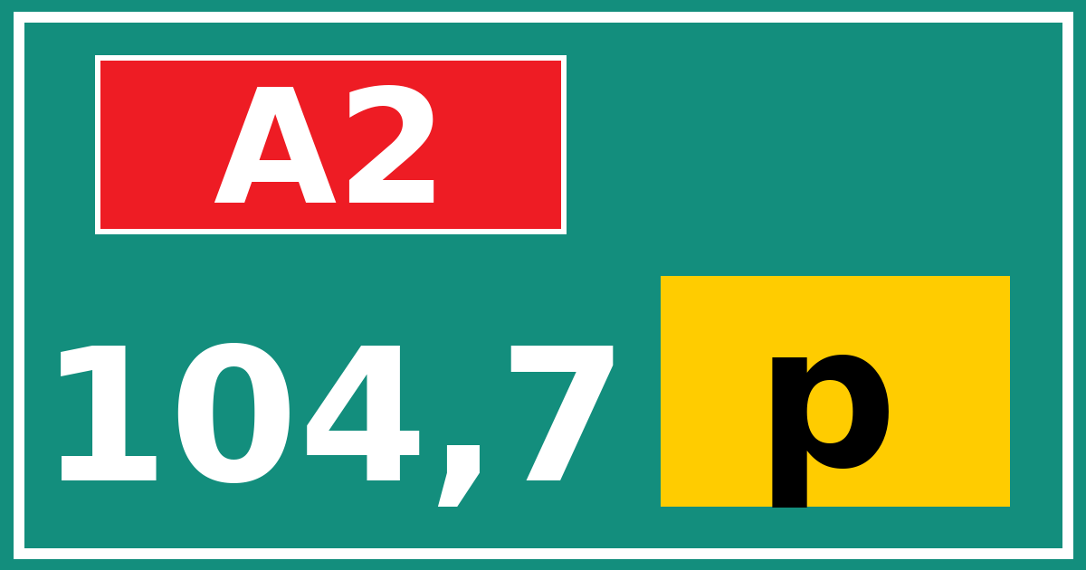 Hectometerbord A2 104,7 letter p