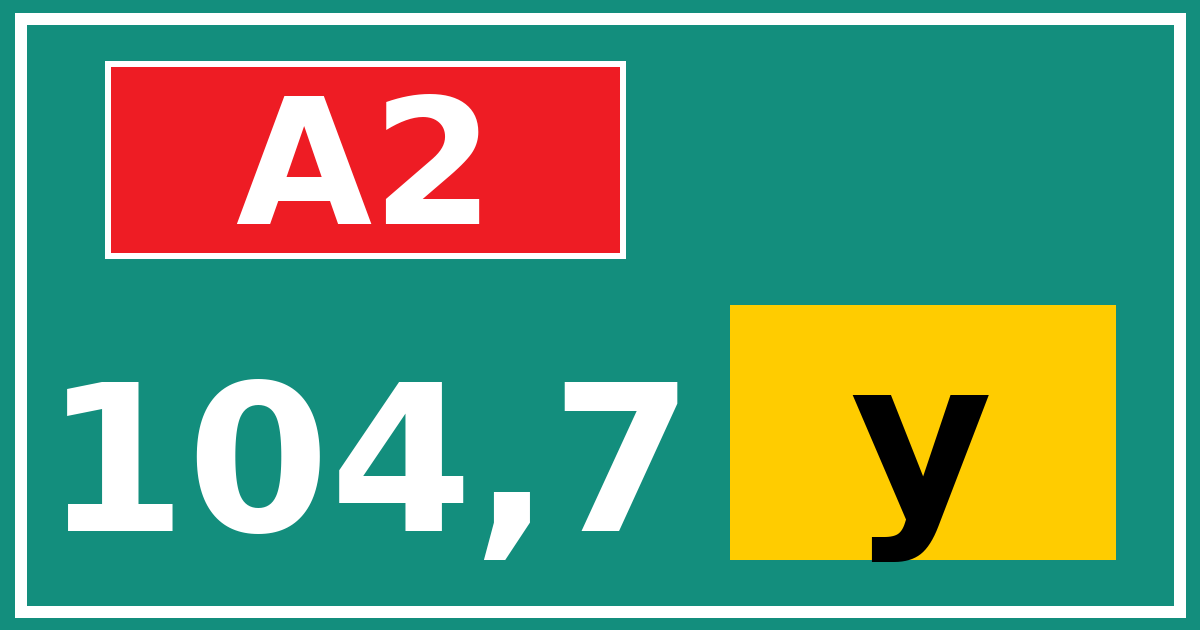 Hectometerbord A2 104,7 letter y