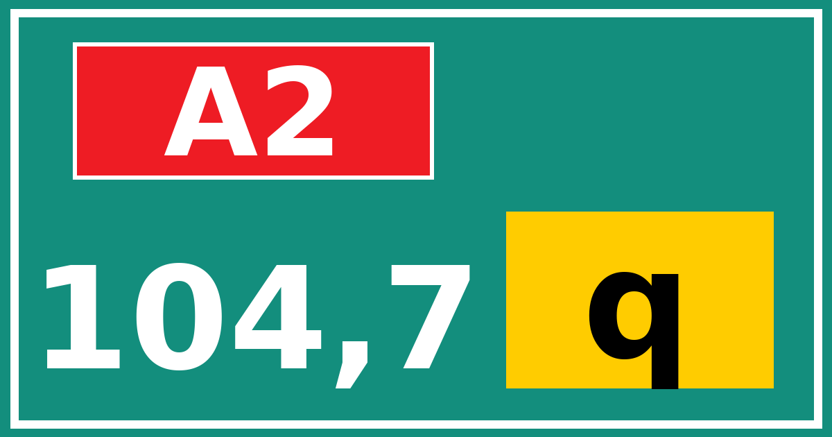 Hectometerbord A2 104,7 letter q