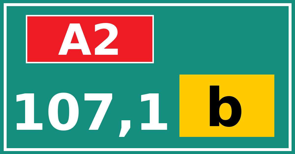 Hectometerbord A2 107,1 letter b