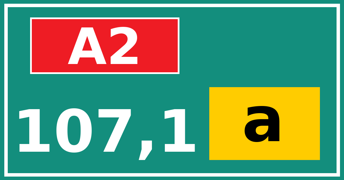 Hectometerbord A2 107,1 letter a