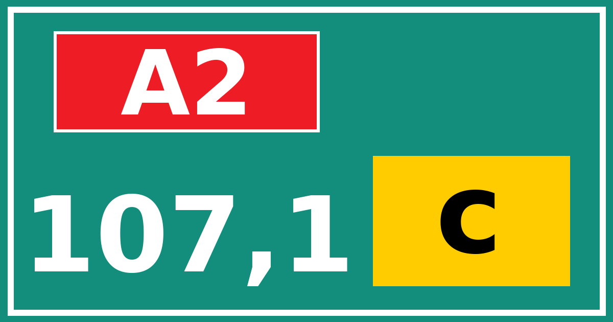 Hectometerbord A2 107,1 letter c