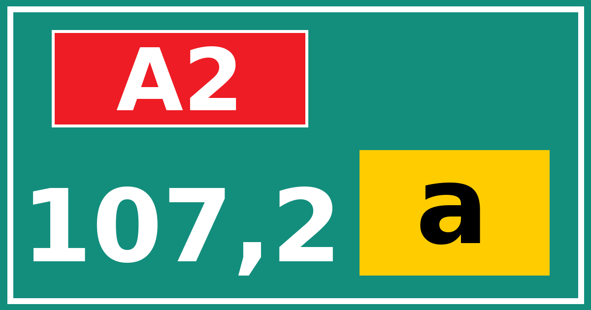 Hectometerbord A2 107,2 letter a