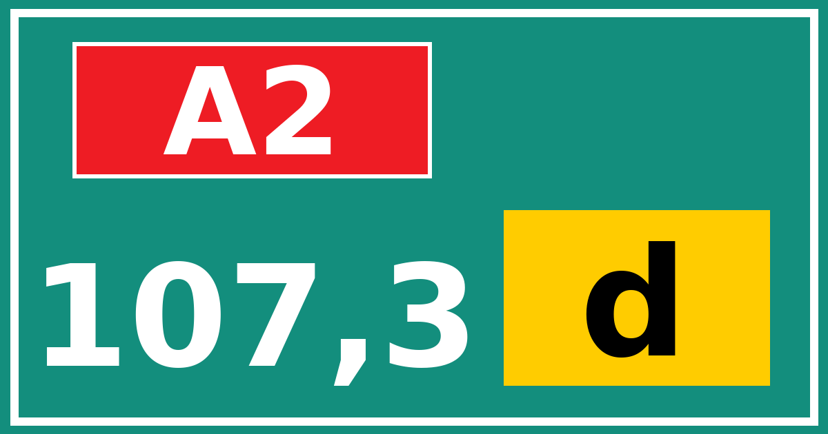 Hectometerbord A2 107,3 letter d