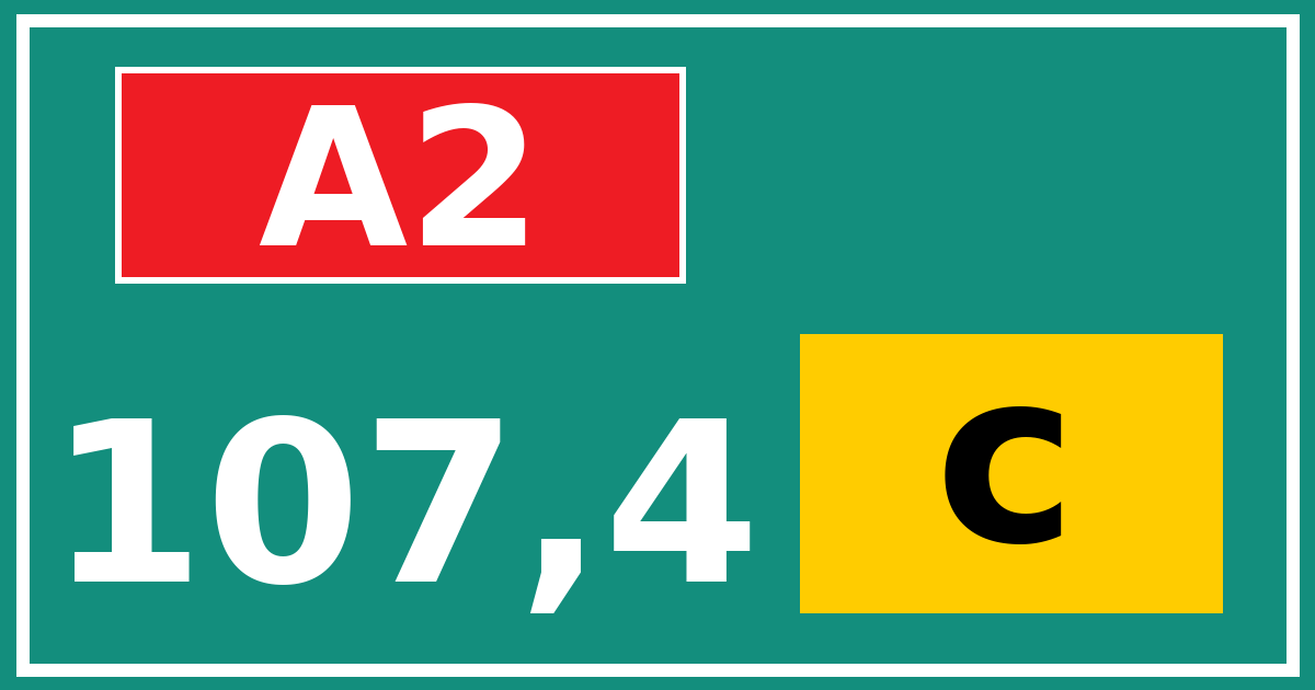 Hectometerbord A2 107,4 letter c