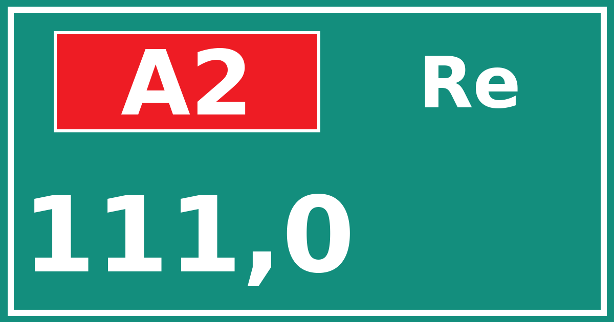 Hectometerbord A2 111,0 zijde Re