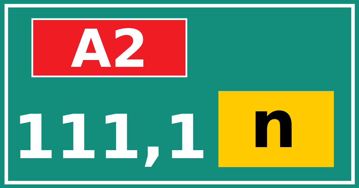 Hectometerbord A2 111,1 letter n