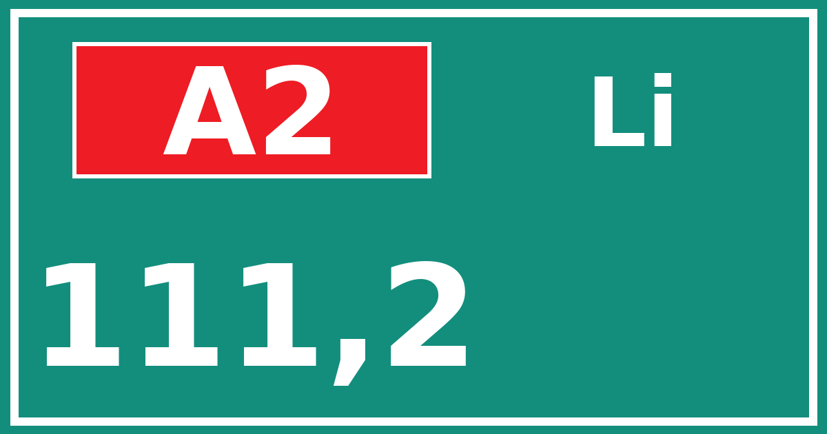 Hectometerbord A2 111,2 zijde Li