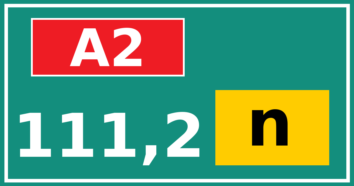 Hectometerbord A2 111,2 letter n