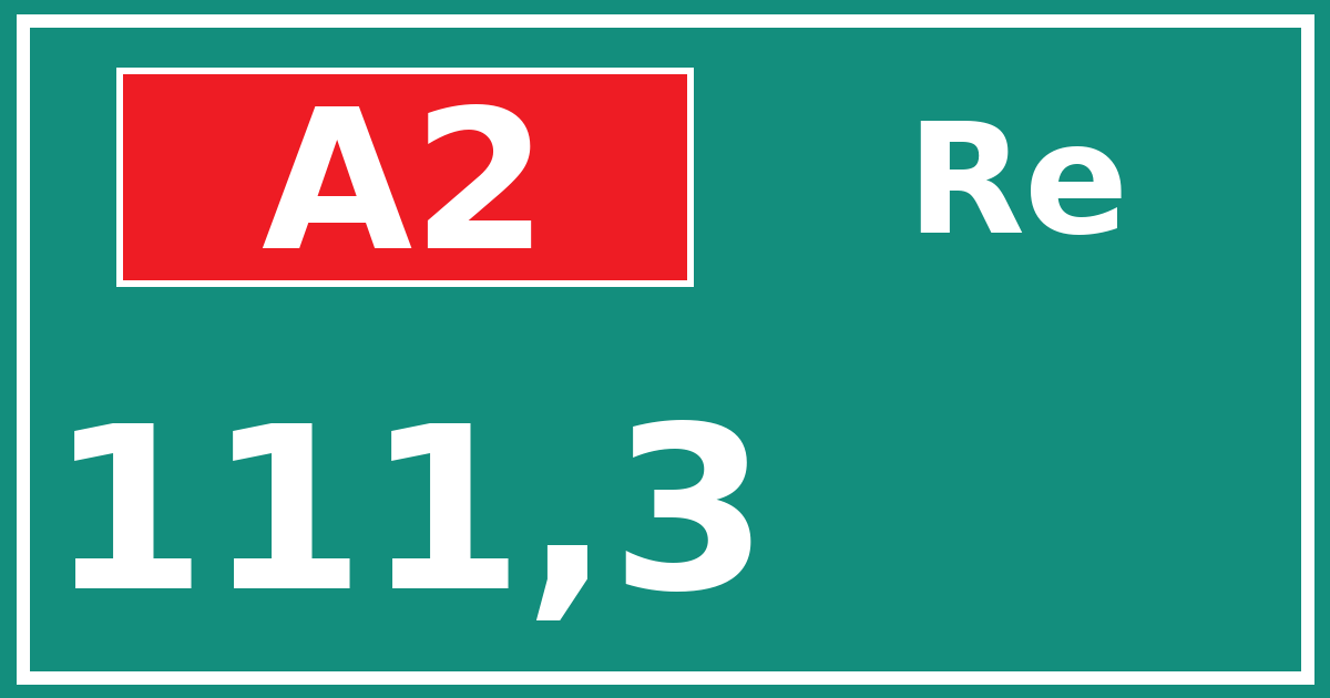 Hectometerbord A2 111,3 zijde Re