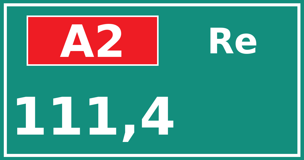 Hectometerbord A2 111,4 zijde Re
