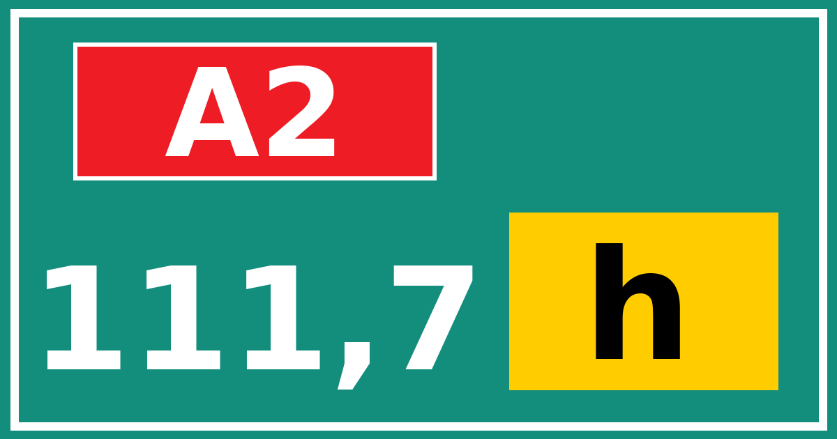 Hectometerbord A2 111,7 letter h