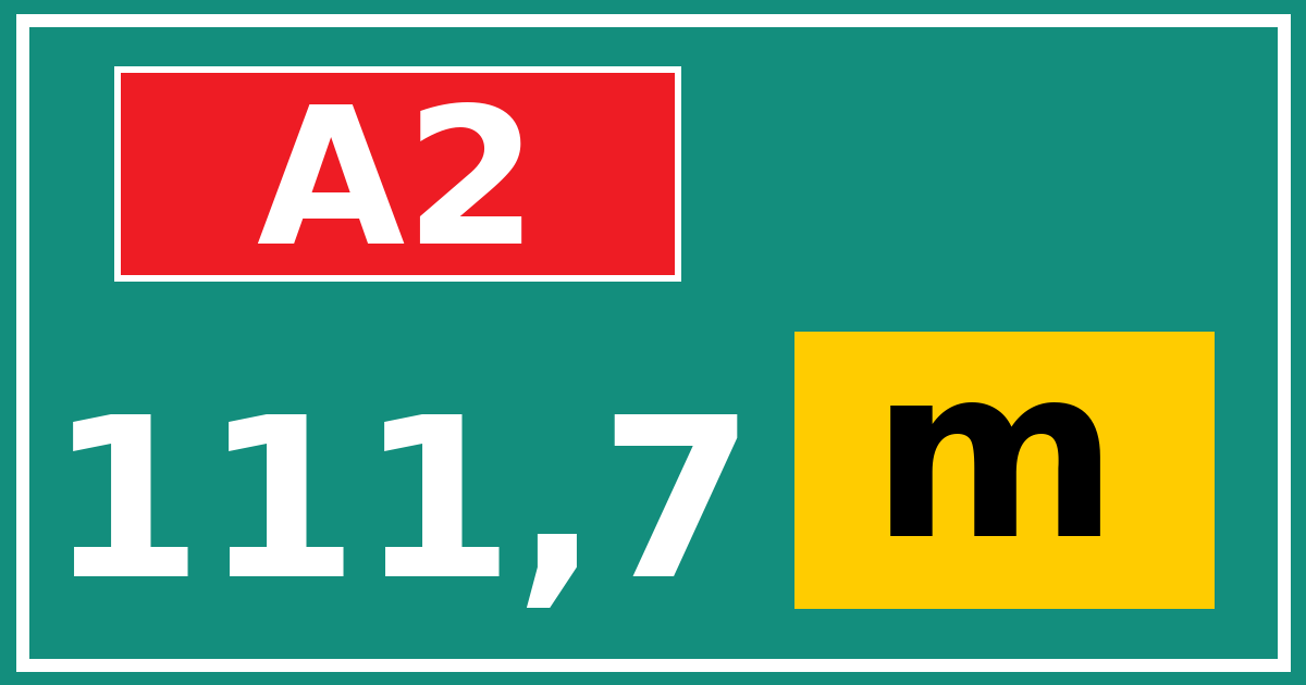 Hectometerbord A2 111,7 letter m