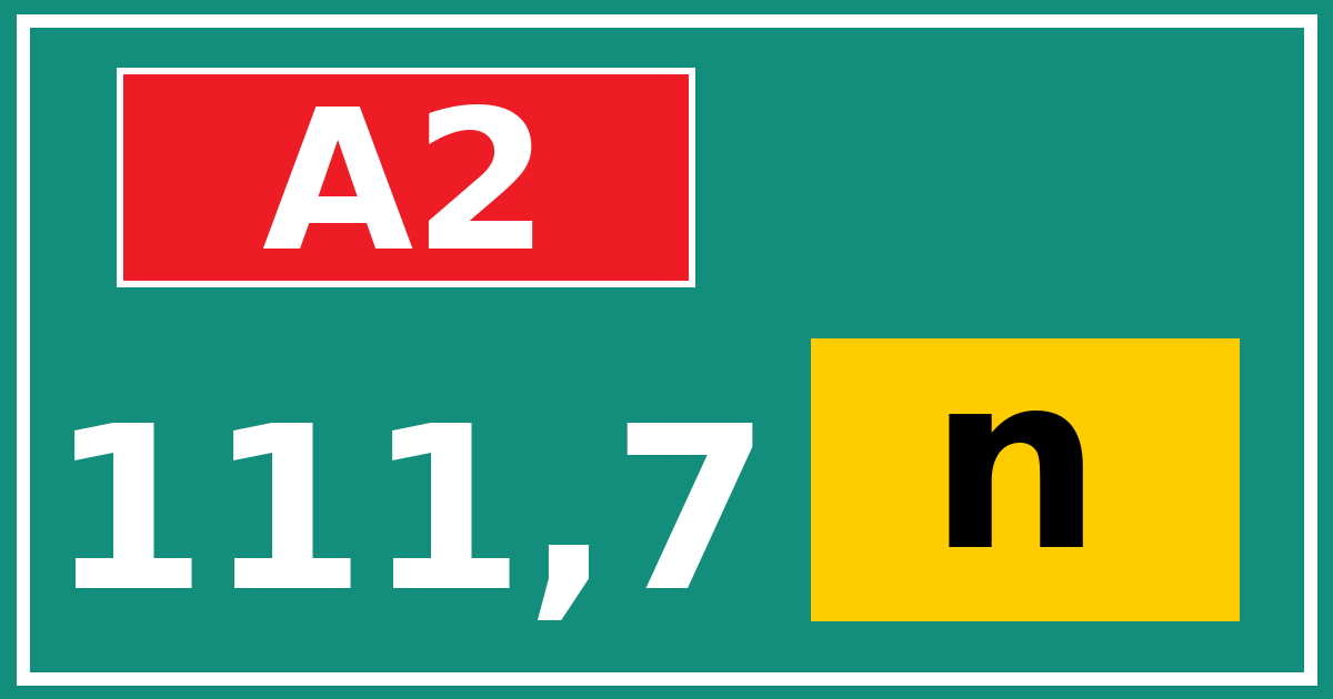 Hectometerbord A2 111,7 letter n